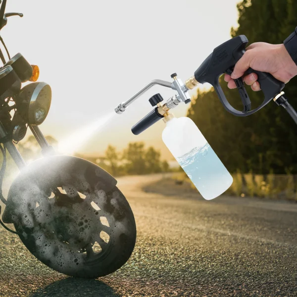2in1 Pressure Washer Gun with 5 Replaceable Nozzles Adjustable Foam 300bar High Pressure Cleaning Tool for Car Patio - Image 2