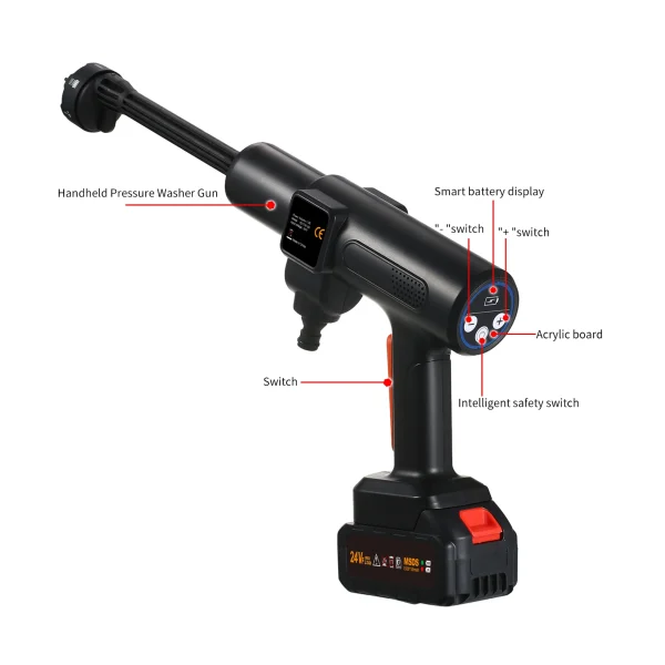 Portable Power Cleaner with Rechargeable 1500*10mAh Battery Multiple Injection Modes High-Pressure Car Washer Gun for Home Floor - Image 6