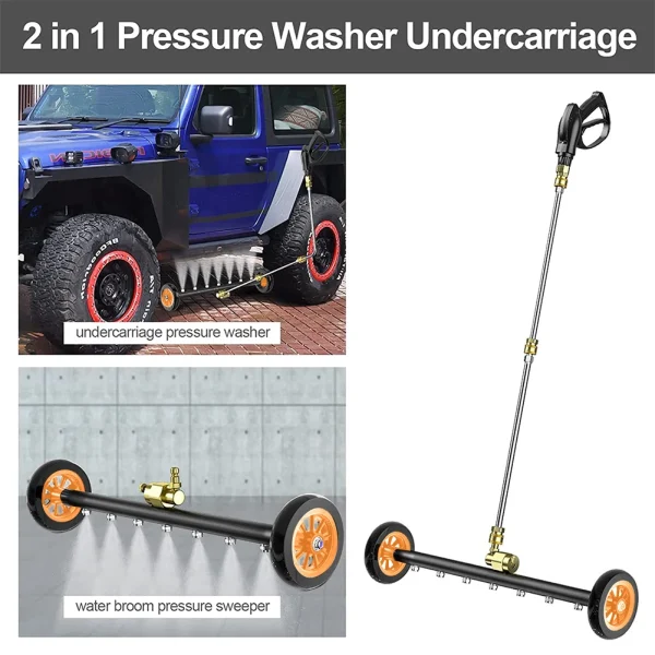 22 Inch Undercarriage Surface Cleaner Extendable 3-Wand Water Broom Under Car Chassis Floor Wash Underbody Cleaning Water Broom - Image 5
