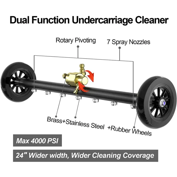 22 Inch Pressure Washer 1/4 Quick Connector Water Broom Under Car Chassis Floor Wash 4000 PSI Car Chassis High Pressure Washer - Image 2