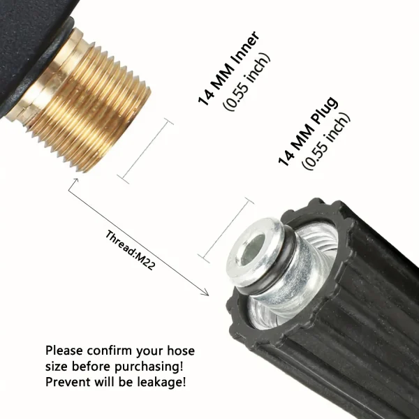 Car High Pressure Water Gun Car Washer 14mm M22 Socket 1/4" Quick Release Snow Foam Gun with 5pcs Soap Spray Nozzles - Image 6