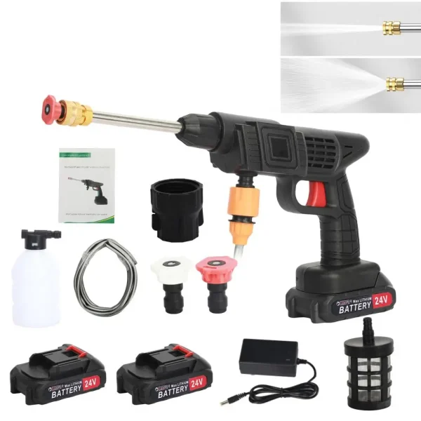 1 Set Cordless Power Washer Multifunction Nozzle Battery-powered Copper Motor 24V Pressure Washer Kit for Car - Image 2